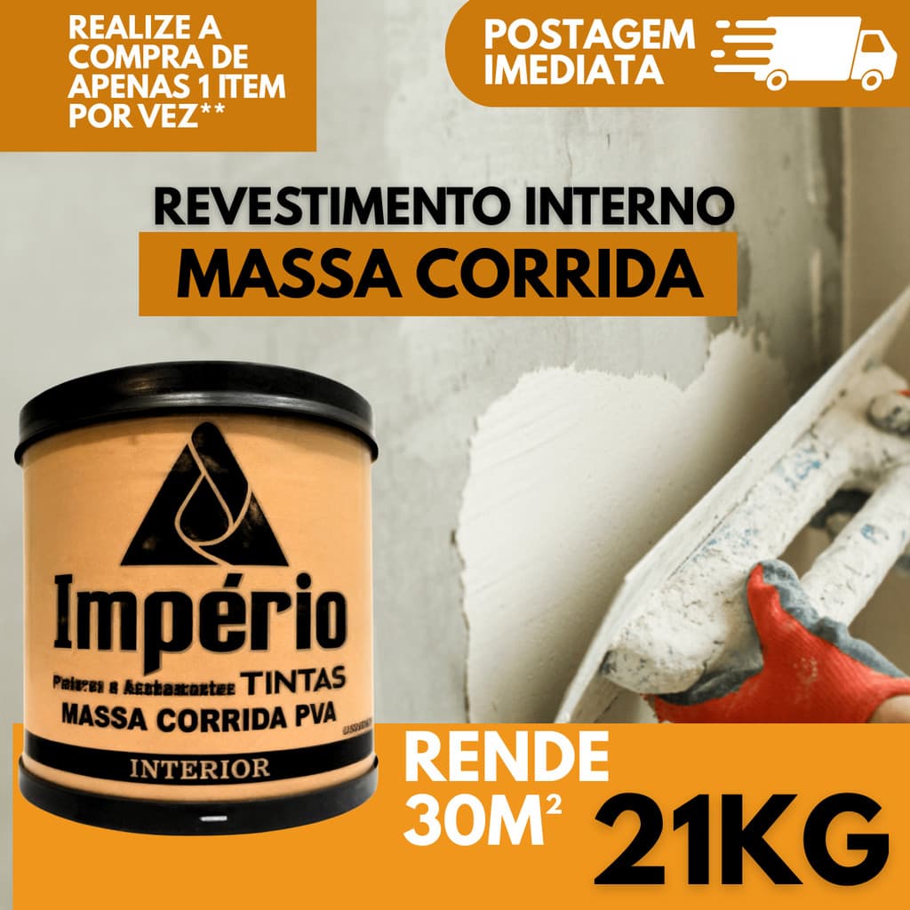 Massa Corrida PVA Revestimento - 21kg Profissional Fácil Aplicação Nivelador