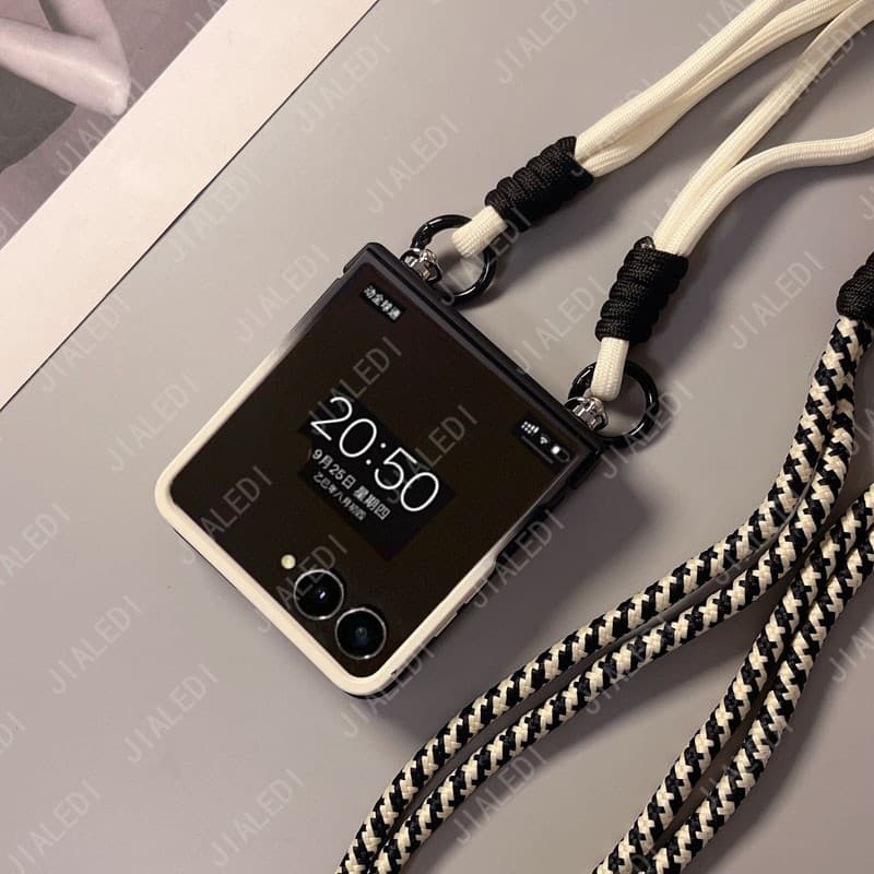 Crossbody Cordão Gradiente Cor Dobradiça Caso De Telefone Para Samsung Galaxy Z Flip 7 6 5 4 3 flip6 zflip7 FE