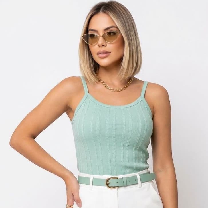 Kit 2 ou 3 Regatinha Feminina Com Alcinha Canelada Com Bojo Cores Lançamento Verão