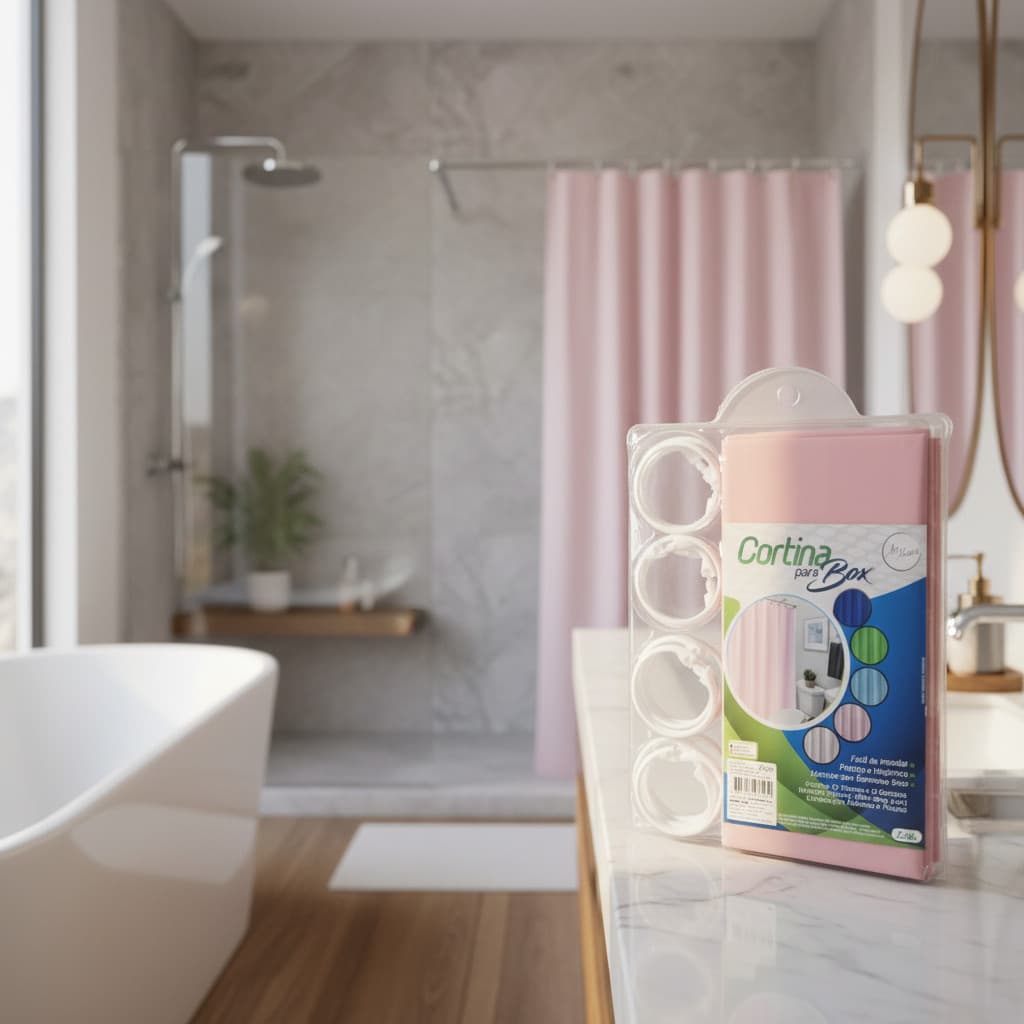 Cortina Para Box Lisa Color 12 Ganchos 1,80 M X 1,80 M