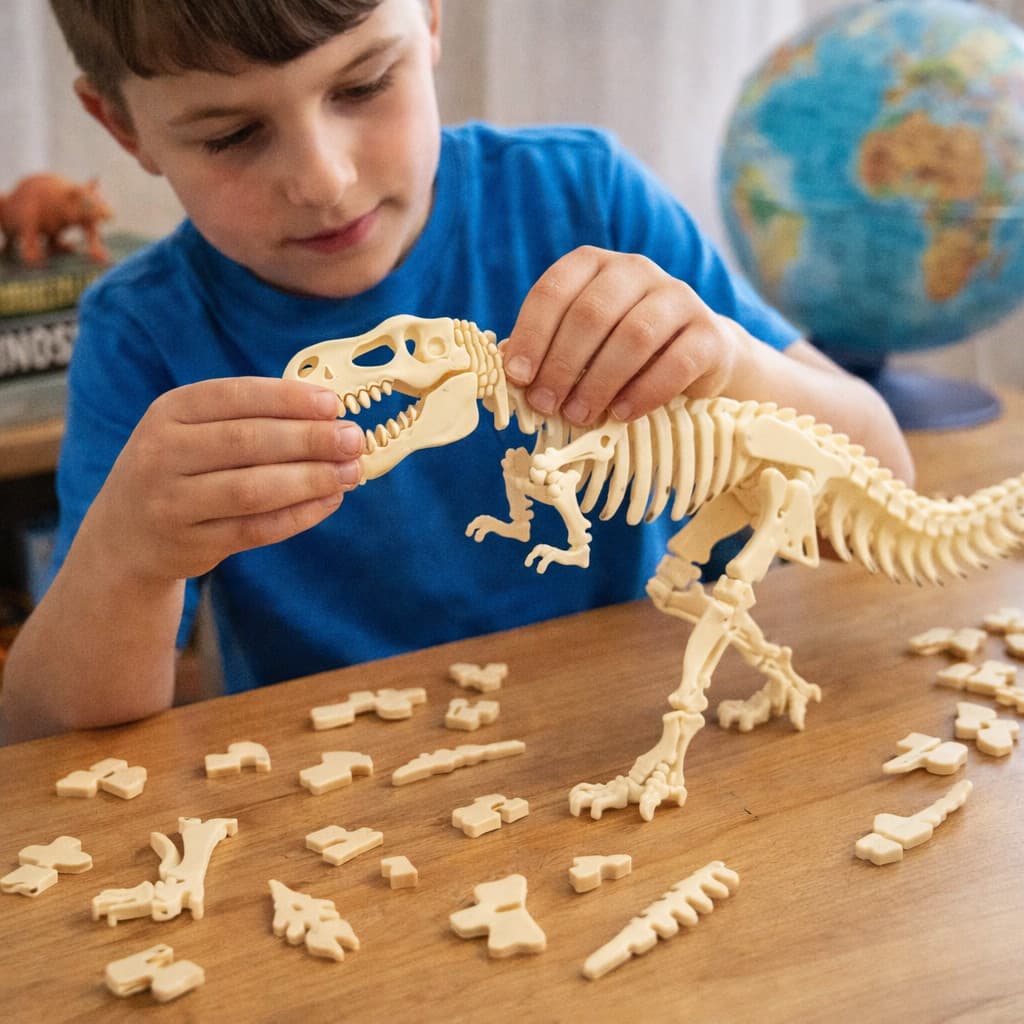 Fóssil Dinossauro T-Rex Para Montar 55 Peças | Quebra-Cabeça Educativo Infantil Decorativo