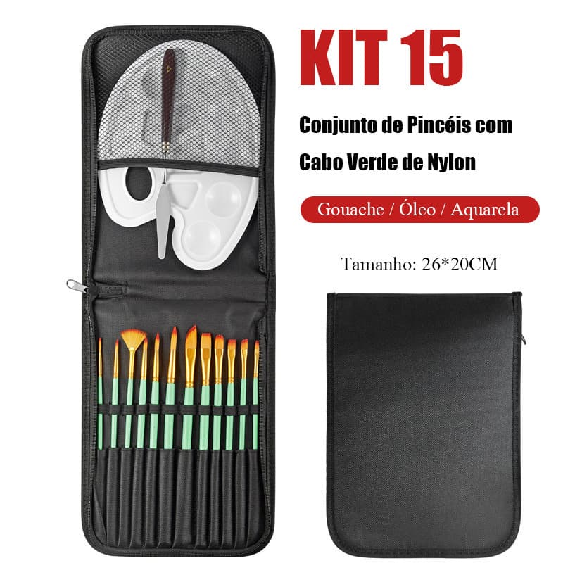 Kit com 6/12 Pincéis artísticos para pintura cerdas macias, aquarela, guache, pintura a óleo, acrílico