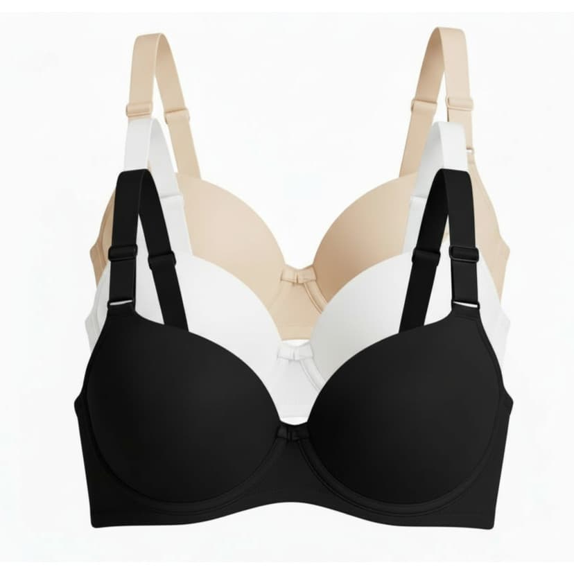 Kit  C/ 3 Sutiã Reforçado Microfibra Basico  Soutian Confortavel  Soutien Liso Luxo