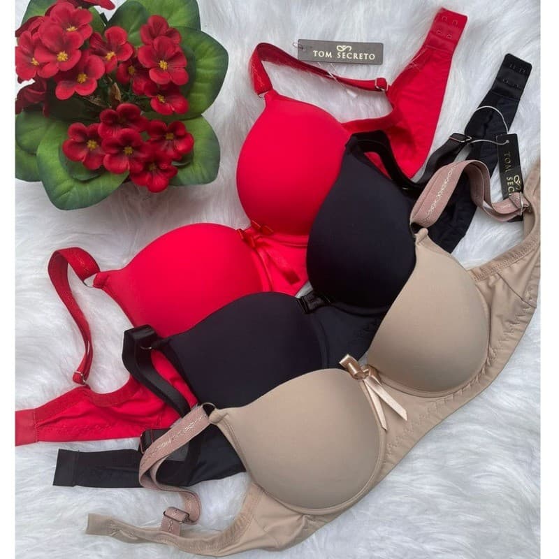 Kit com 3 Sutiã de Bojo e Alça Reforçada