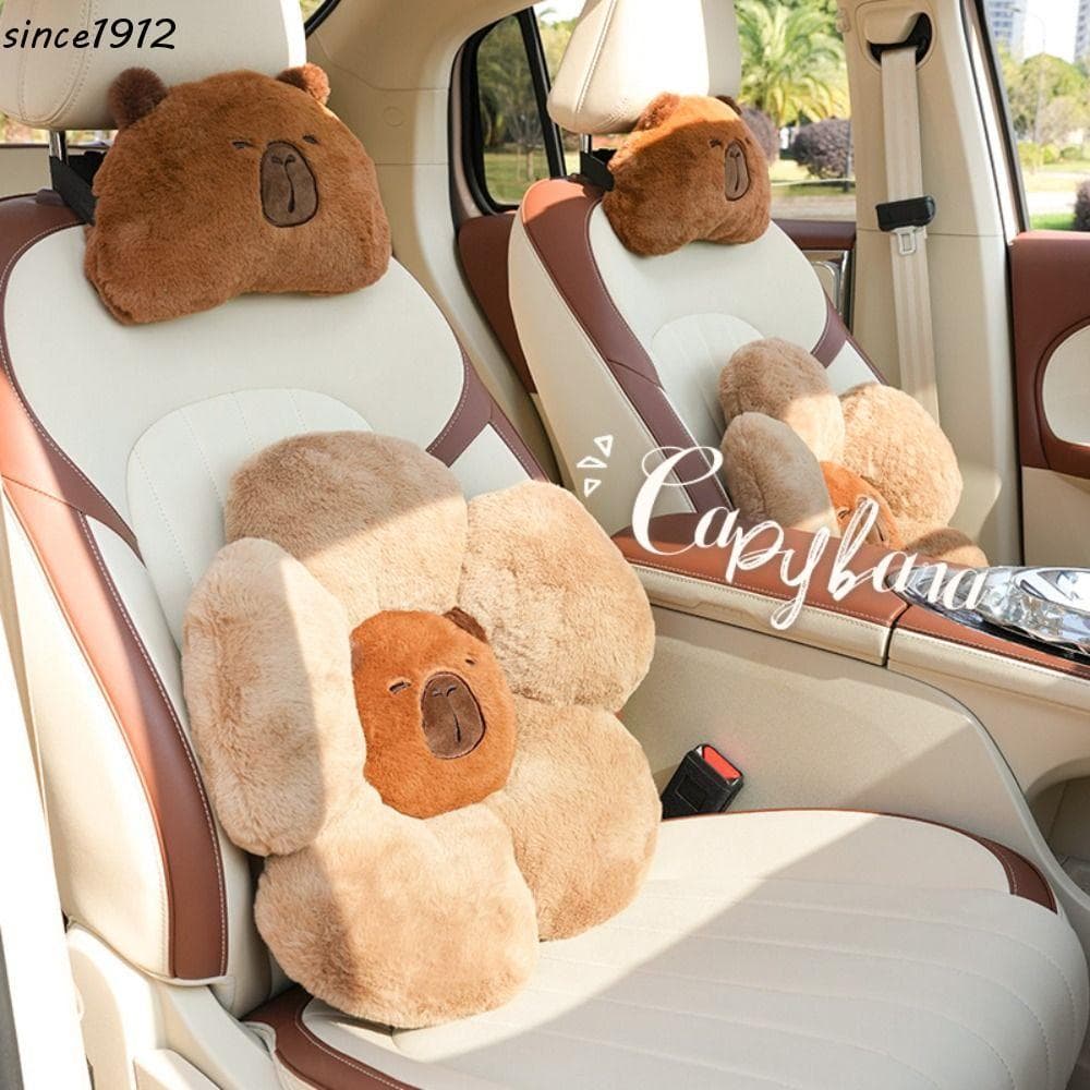Decoração De Assento De Carro Desde , Encosto De Cabeça Capivara Marrom Confortável , Almofada Pelúcia Fofa De Desenho A