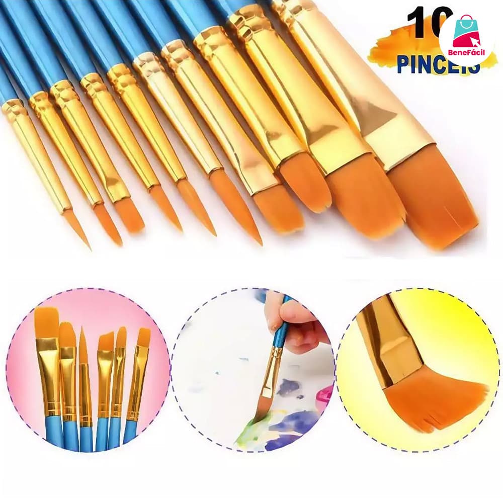 Kit Pincéis de Nylon - Ideal para Aquarela e Pintura em Tecido