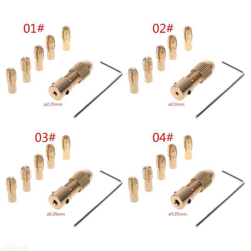 Todos Os 7 Peças Conjunto 2 2 35 4 05 5 05mm Eixo Do Motor Elétrico Mandril Braçadeira Fixação 0 5-3