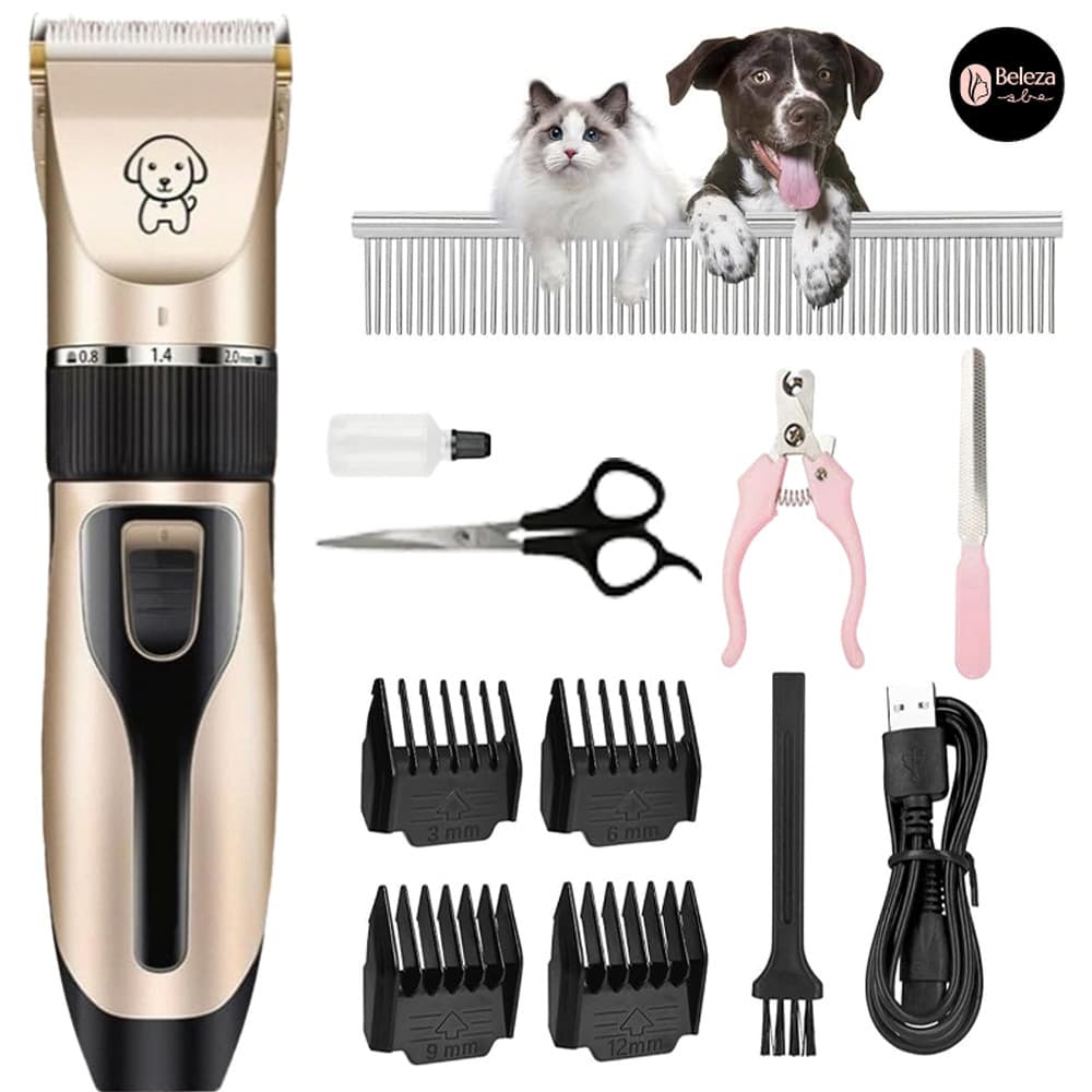 Kit Máquina Para Tosar Pet + Tesoura + Pente + Lixa Máquina Profissional Para Cachorro & Gato