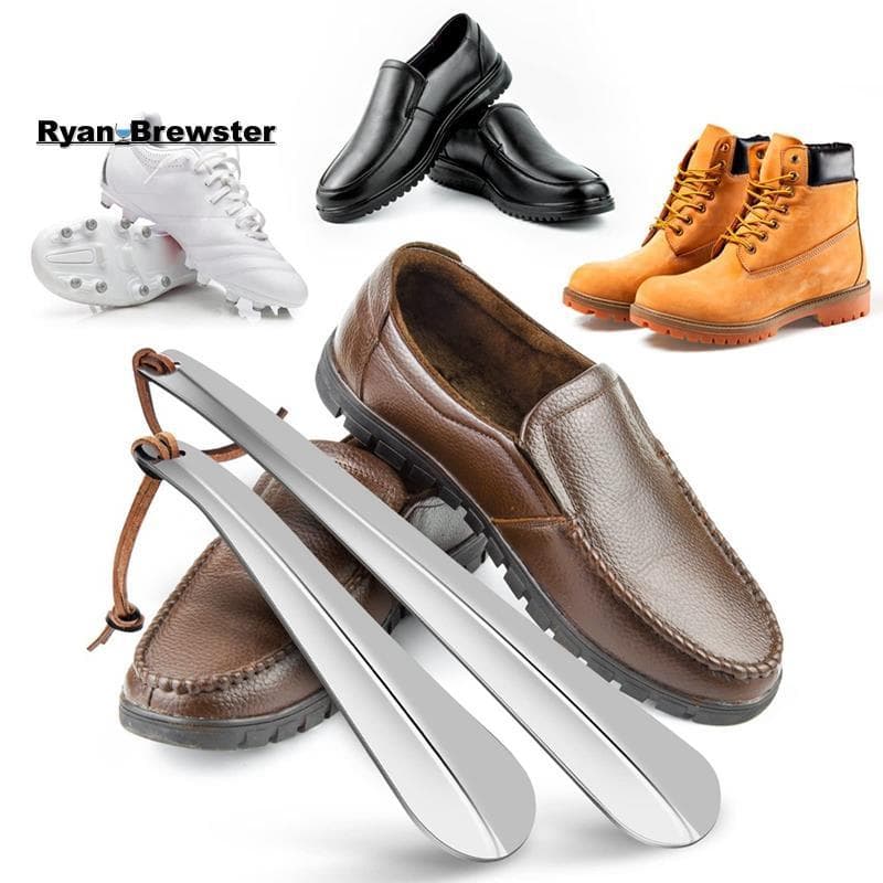 [Preferência R] Conjunto De Chifres De Sapato Longos E Curtos Buzina Prateado Marrom Portátil Para Sapatos De Viagem , D