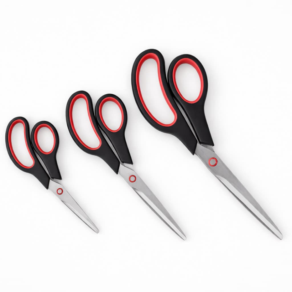 Kit 3 Tesouras Multiuso Profissional Corte Preciso Artesanato EVA Tecido Papel Costura  DESCRIÇÃO: