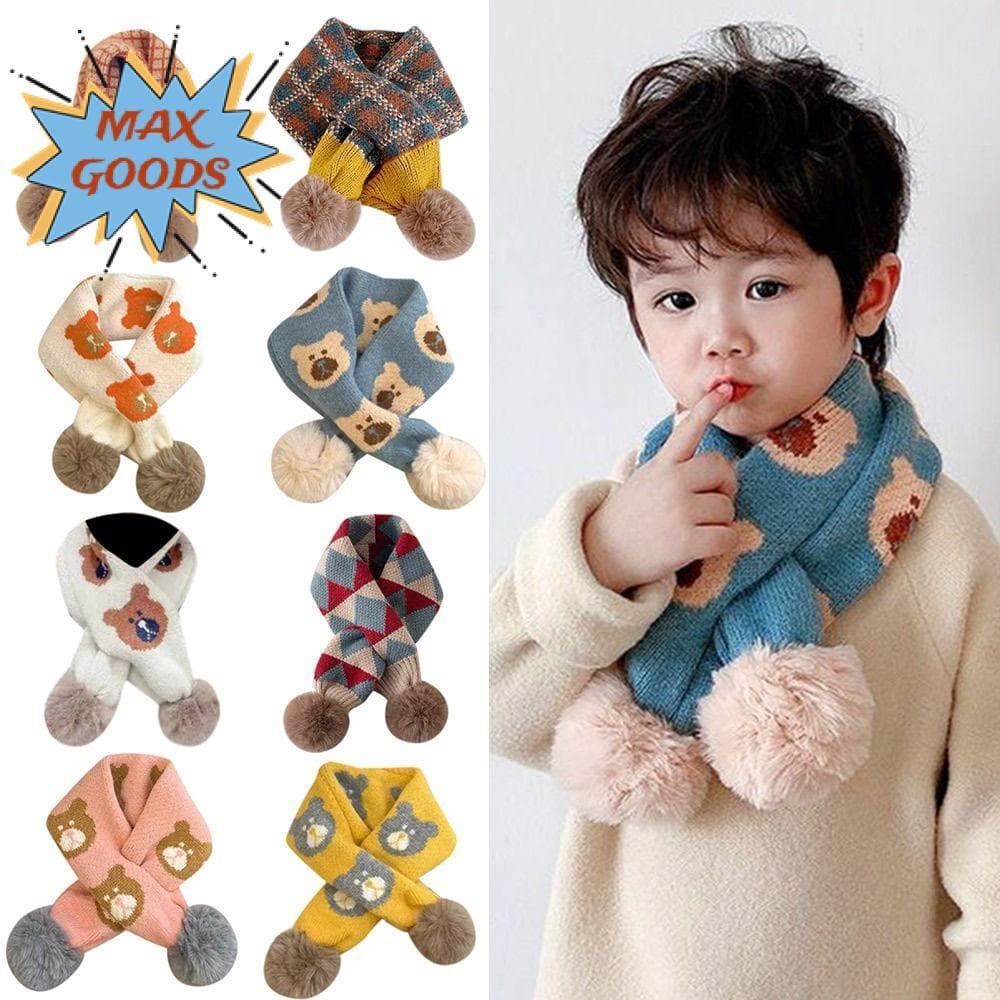 MAXGOODS Lenço De Tricô Para Meninos E Meninas , Aquecedor Térmico De Pescoço À Prova De Vento Com Prendedor De Pressão 