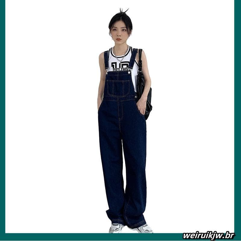 Primavera 2024 Novo Macacão Jeans plus size Solto