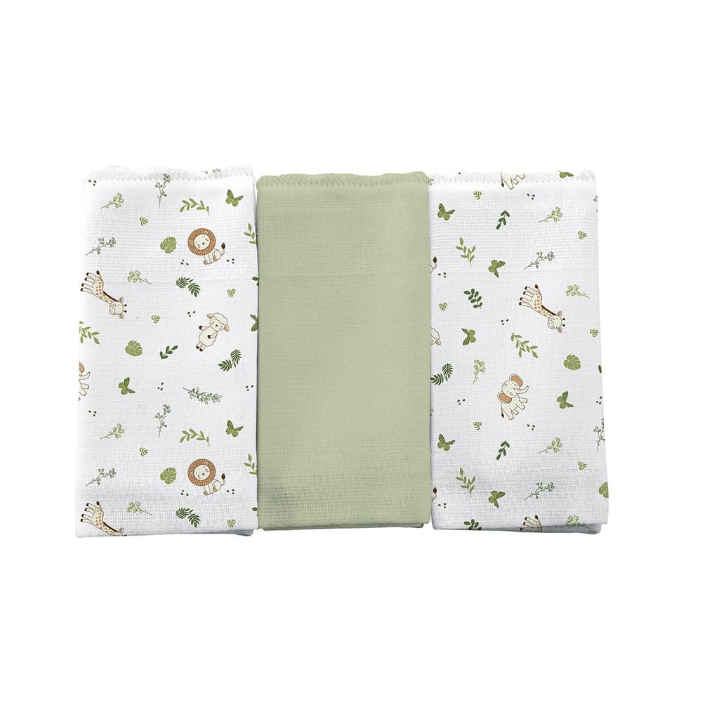 Pano de Boca para Bebê 3 Unidades 34 cm x 40 cm Bercinho