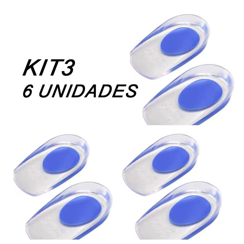 3 Pares Palmilhas Ortopédicas de Silicone Transparente – Alívio Esporão do Calcâneo, Conforto e Suporte