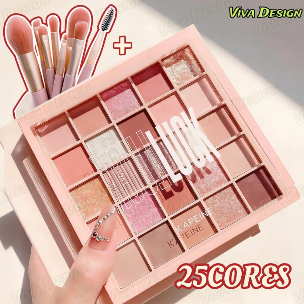 Paleta De Sombras Foscas E Pérolas De Baixa Saturação De 25 Cores Maquiagem Versátil De Longa Duração