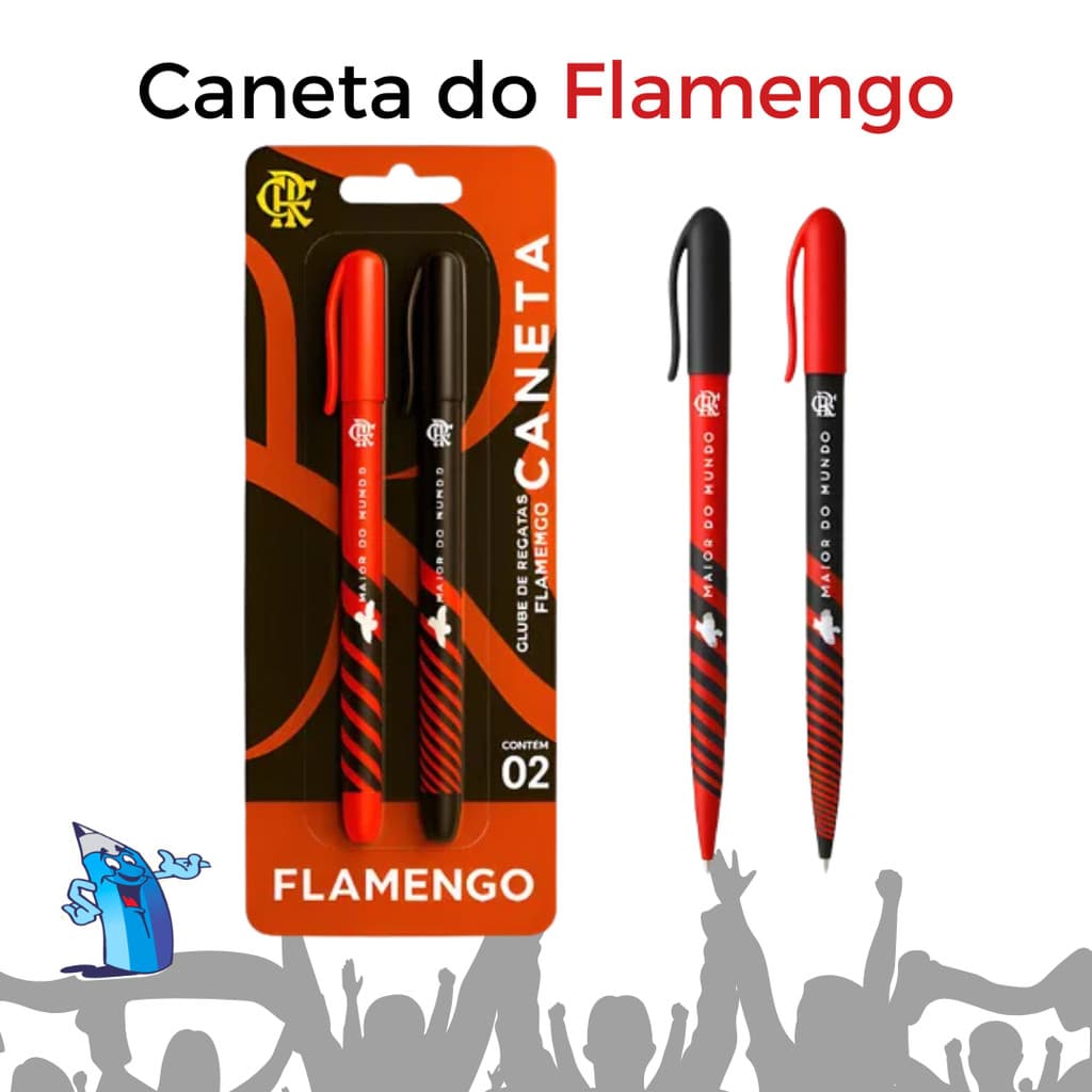 KIT 2 CANETAS DO FLAMENGO ESFEROGRÁFICAS SKYPAPER