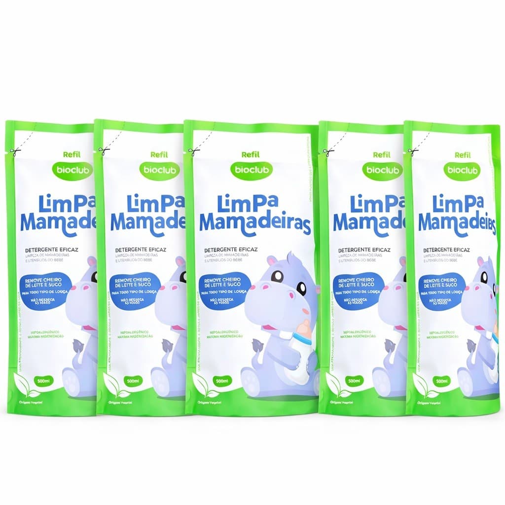 5 Unidades  Limpa Mamadeiras Vegano Detergente Elimina Odores 500ml