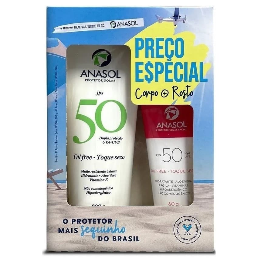 Kit  Protetor Solar Corporal 200g e Facial 60g Anasol Fps50