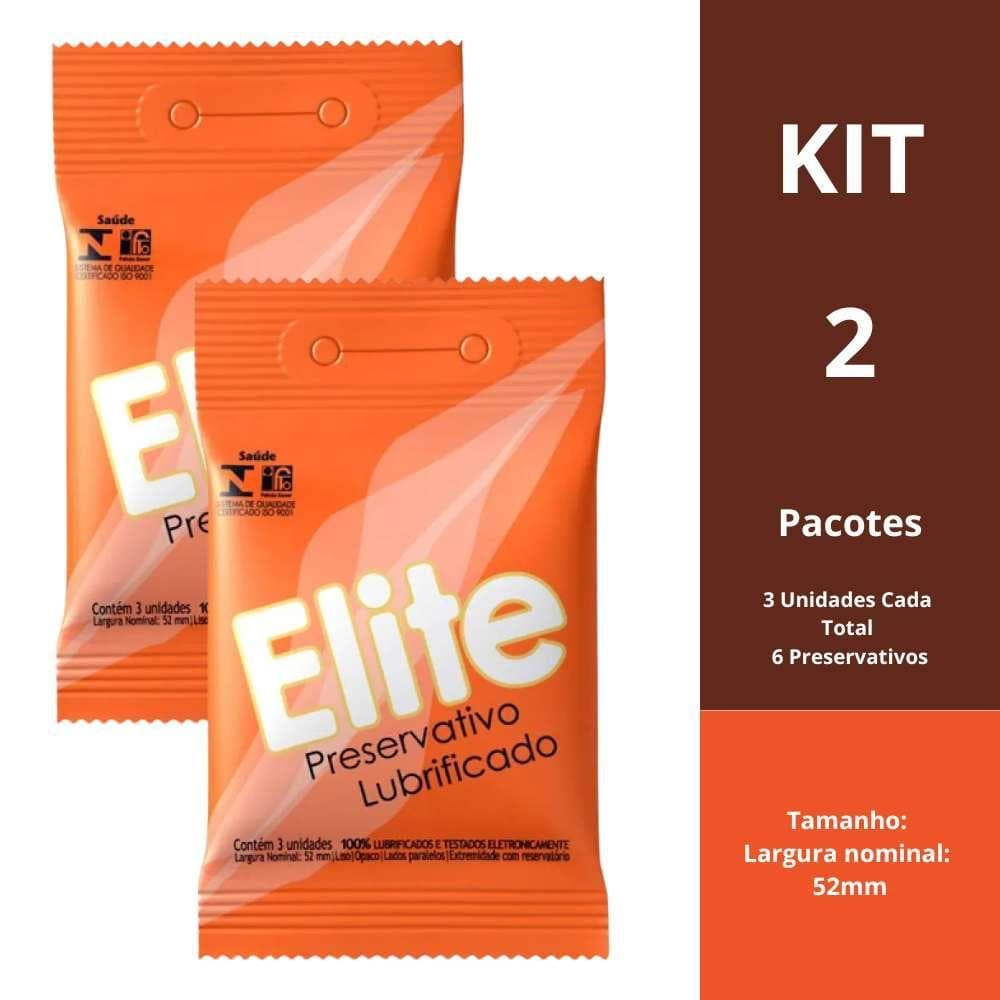 Kit 2 Pacotes Preservativos Elite 3 Unidades Cada - Total 6 Preservativos