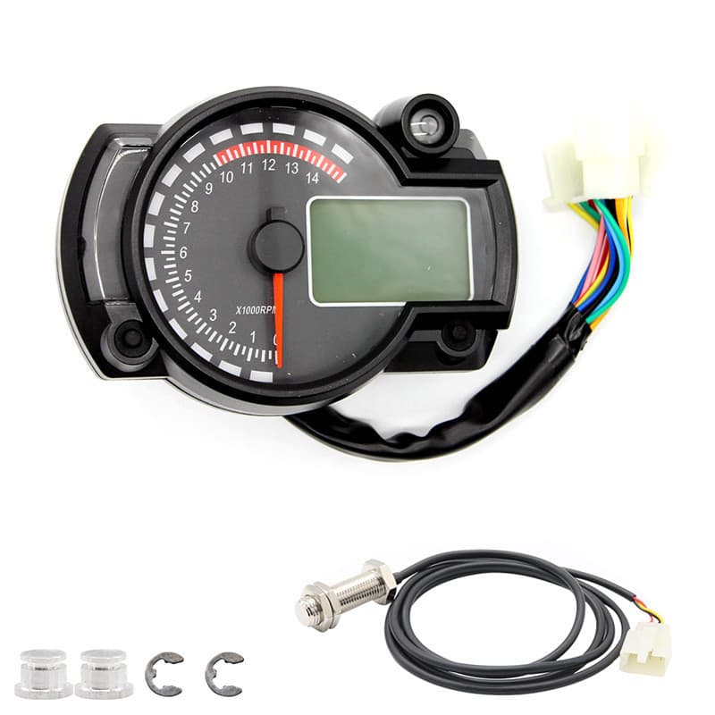 Motocicleta 12V modificado LCD número 7 cores ajustável tacômetro cronômetro montagem medidor de óleo velocímetro fábric
