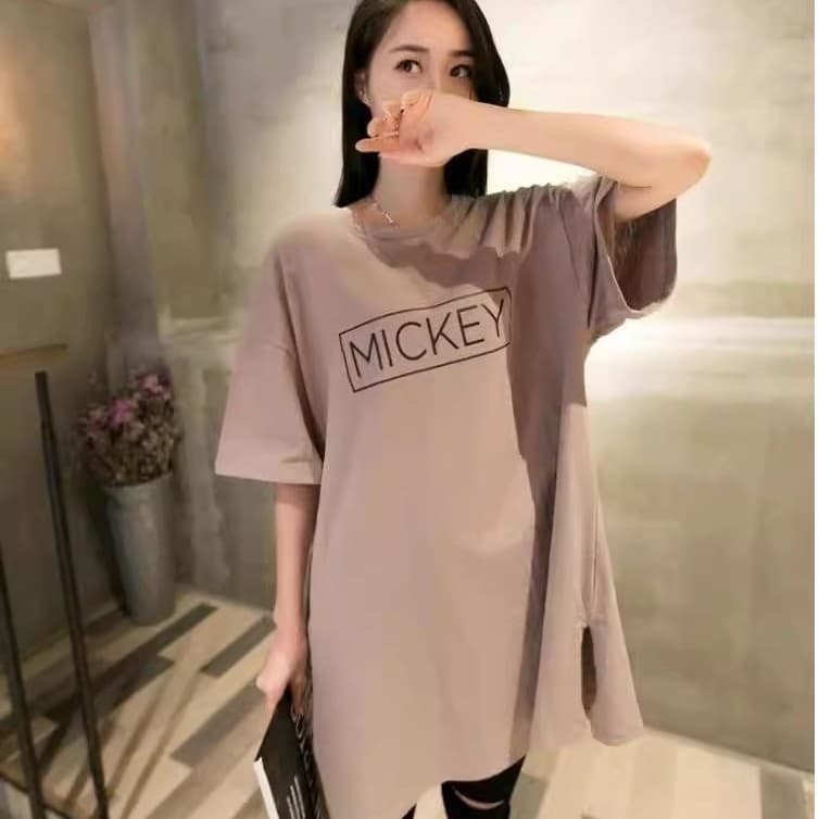 Liberação Mulheres grávidas verão manga curta camiseta topo puro algodão comprimento médio solto verão topo tamanho gran