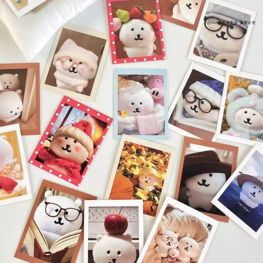 Auto-depreparador urso estilo antigo pequena boneca Polaroid manual embalagem cartão decoração bonito pequenos ornamento
