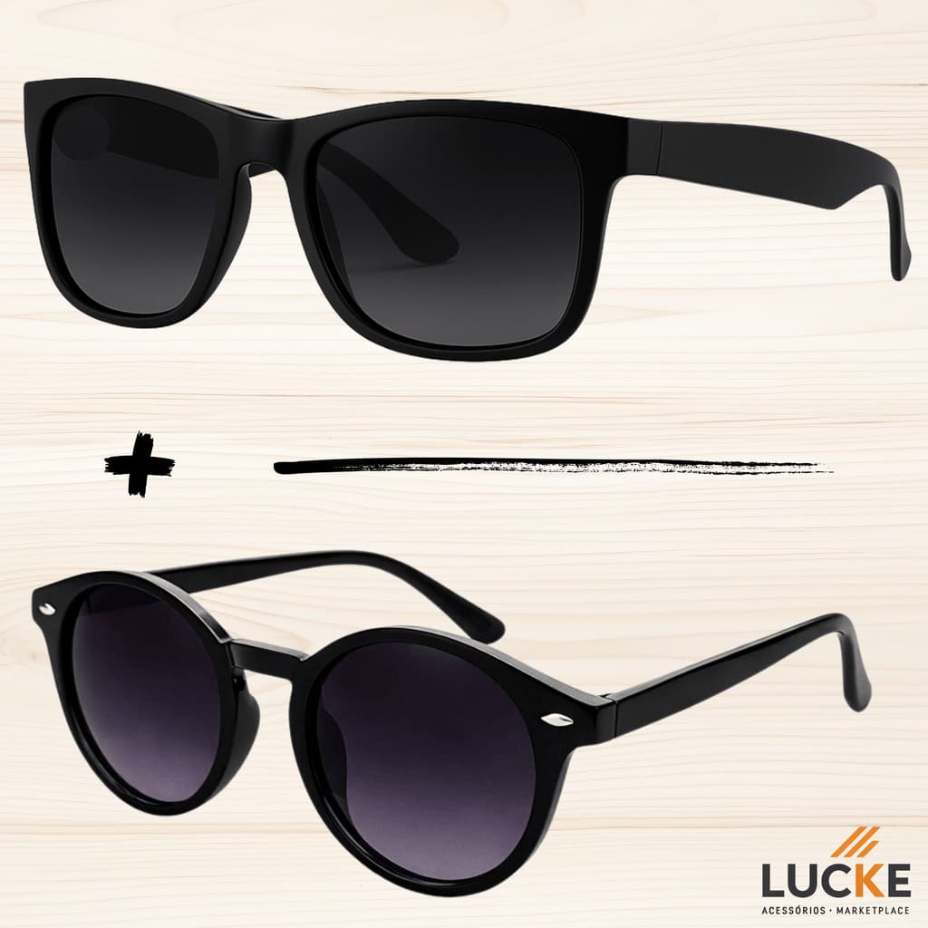 Kit 2 Óculos de Sol - JUSTIN , AVIADOR E VILÃO Classico Unissex Estiloso | 100% Qualidade