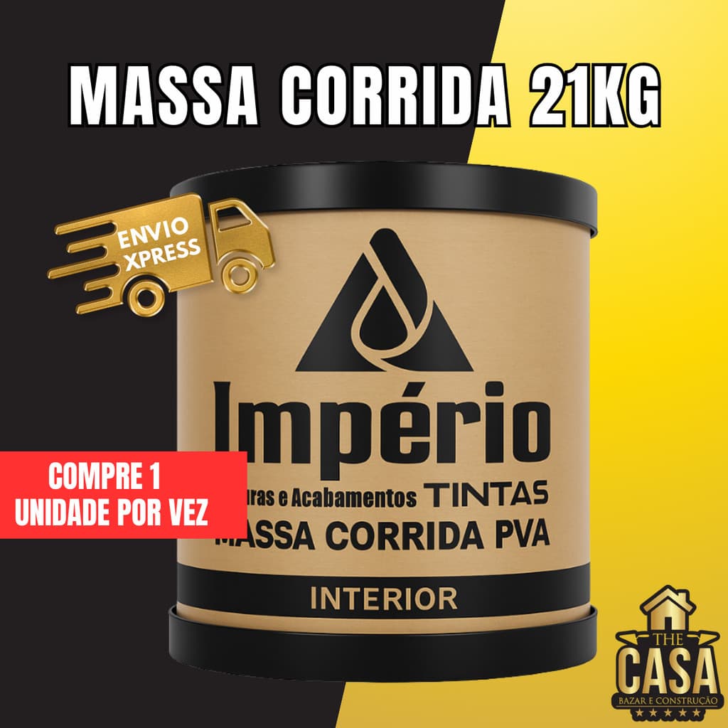 Massa Corrida Premium Pva Império 21kg Acabamento Nivelador Fácil Aplicação - branca parede