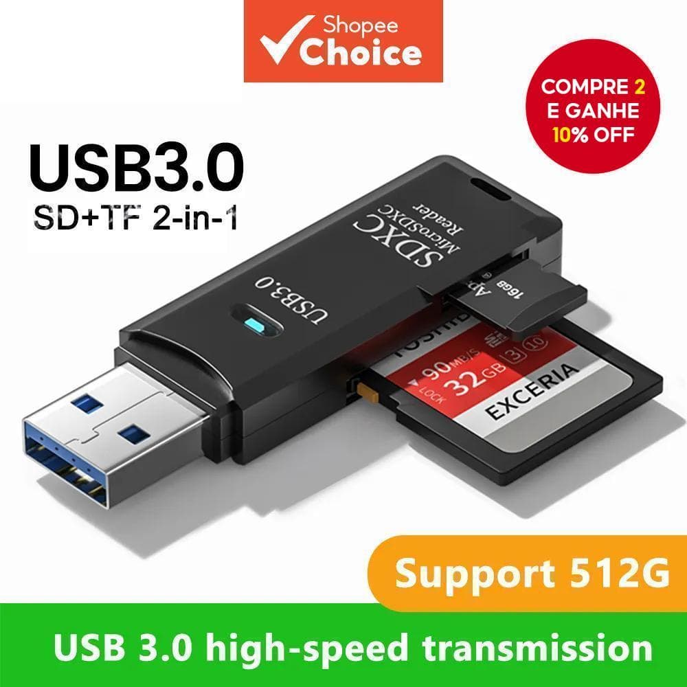 Leitor De Cartão SD USB3.0 TF 2 Em 1 Adaptador OTG De Alta Velocidade Para Telefone PC Laptop Acessórios