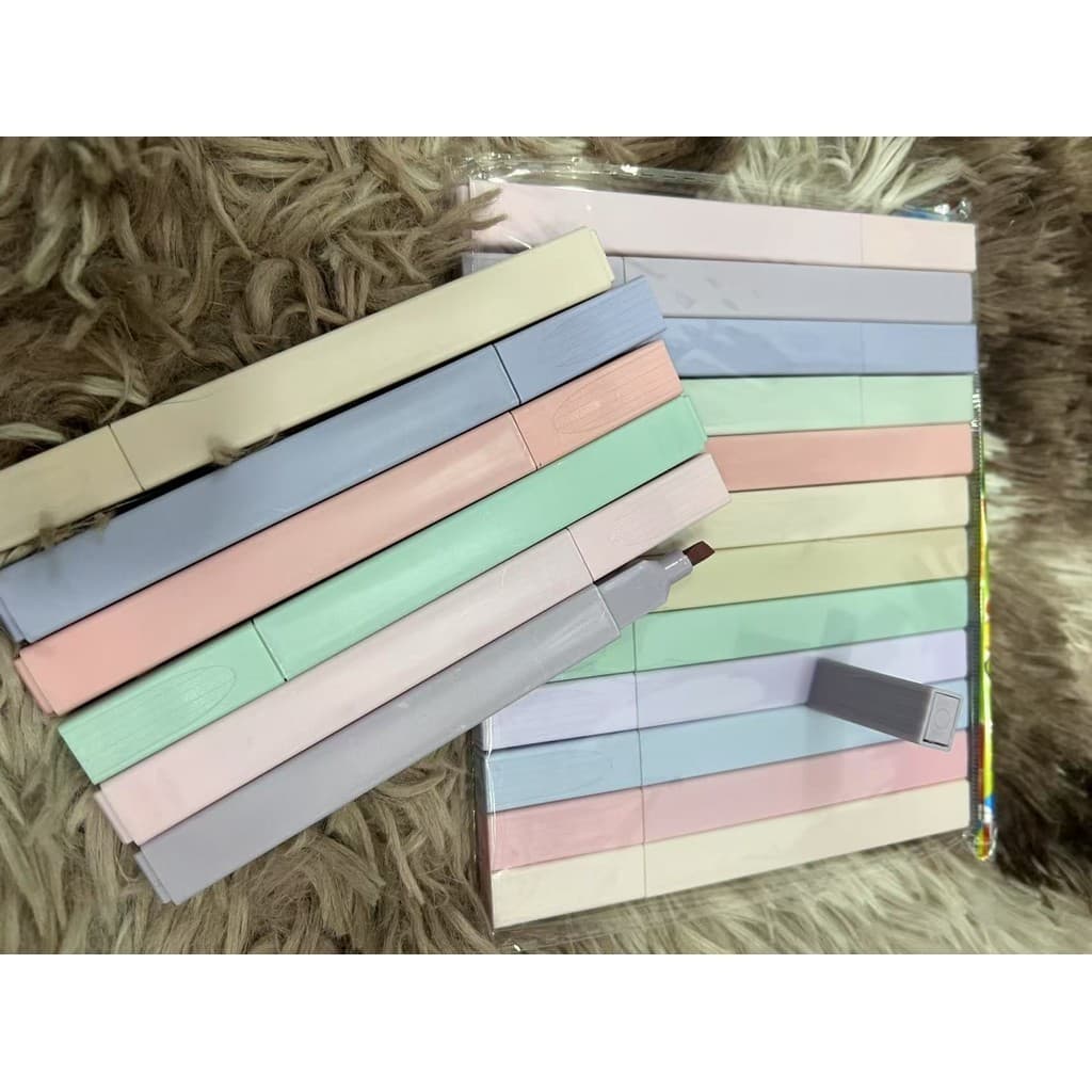 Kit 6/12 Cores MARCA TEXTO PASTEL Protetor Olhos Caneta Ilumina Quadrada