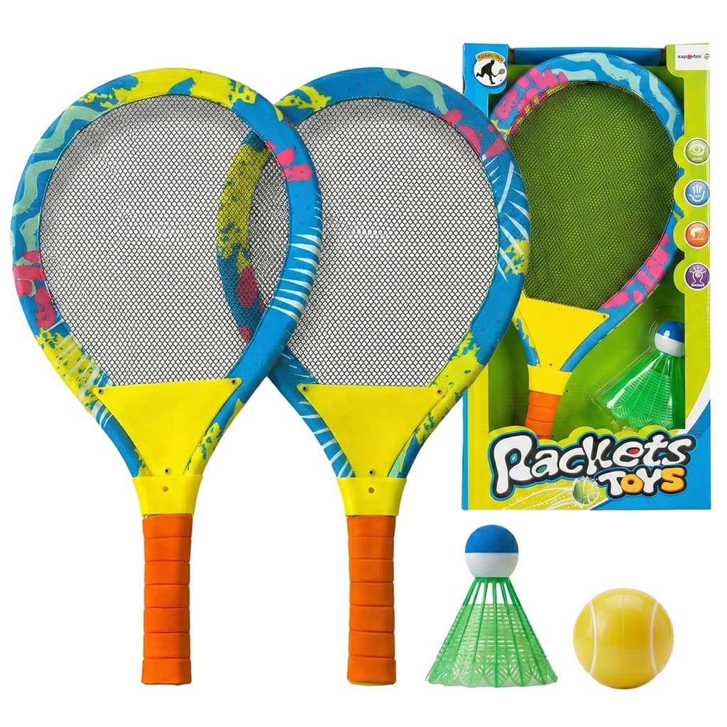 Jogo Badminton Rackets Toys Com 2 Raquetes Bola Peteca E Saco Esporte Infantil