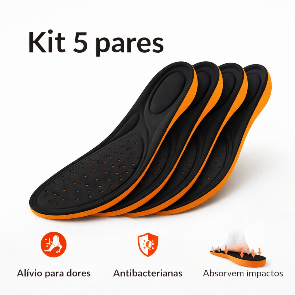 Palmilha Gel Ortopédico Anatómica Dores nos Pés Macia Dia A Dia Anti Impacto P.U Original