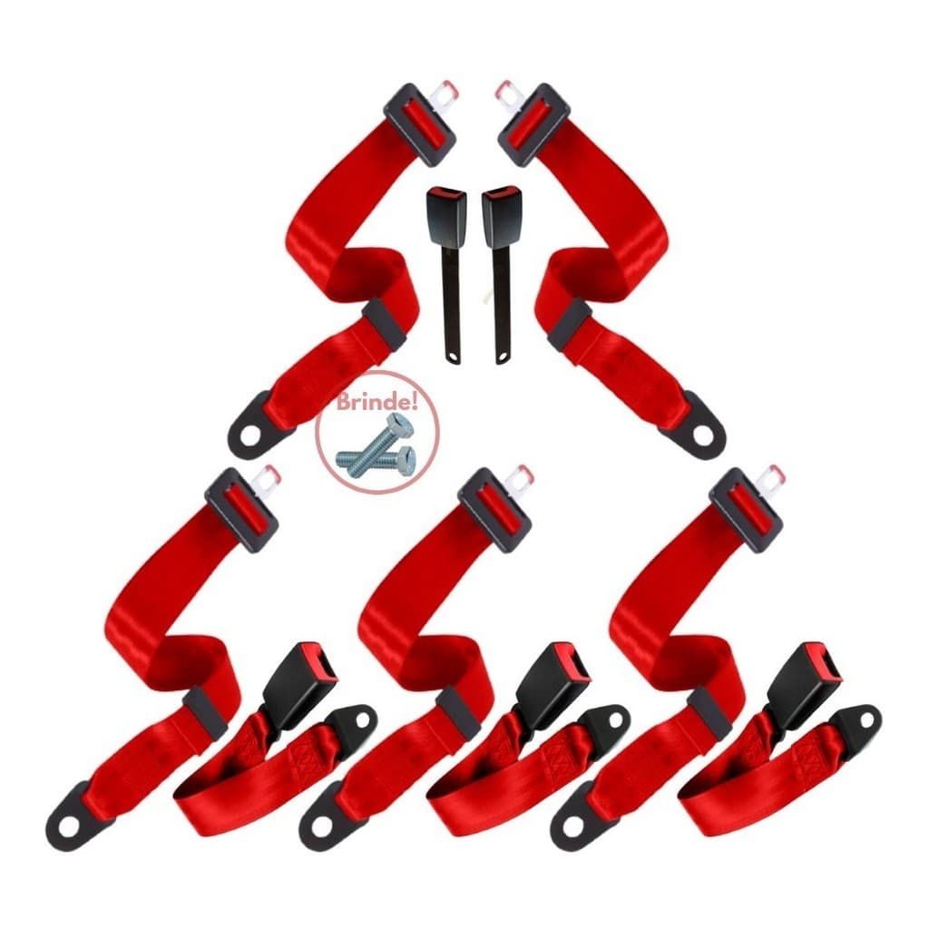 Kit Cinto Segurança Vermelho Fusca Modelo Original 