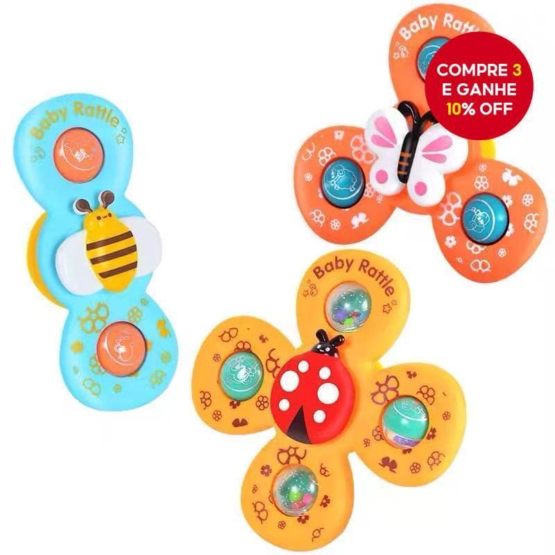 Brinquedos Giroscópios Para Mordedor De Banho De Bebê-3 Peças De Ventosa Giratório De Desenho Animado Bebês E Crianças
