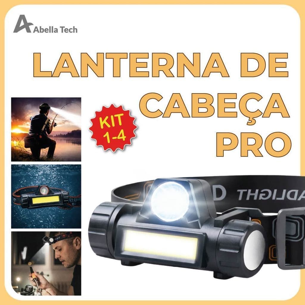 Lanterna de Cabeça Led Alta Potência com lanterna dianteira carregador USB Bivolt