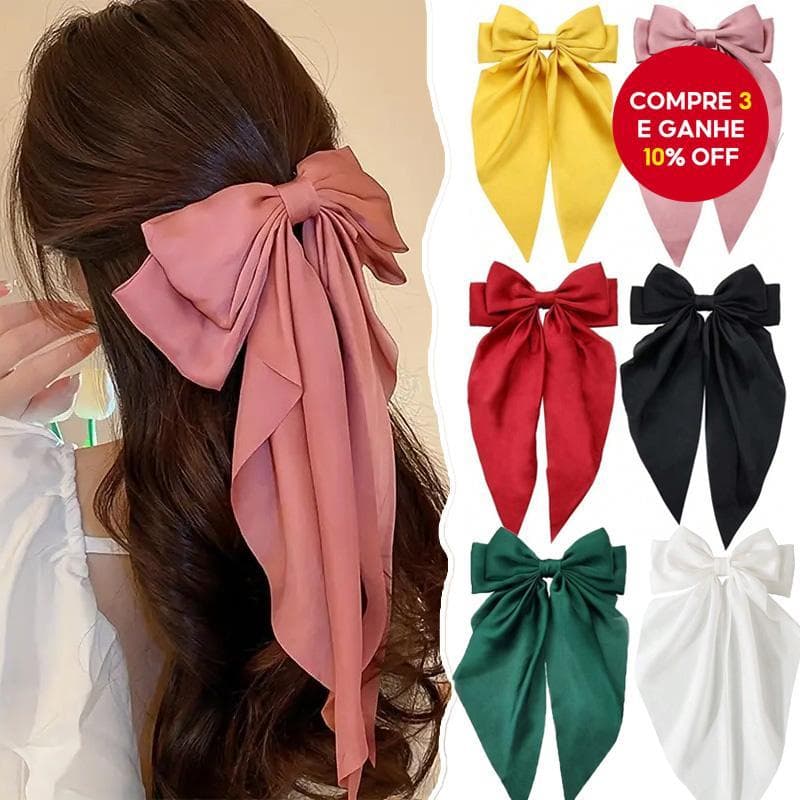 Grampo De Cabelo Elegante Com Laço De Fita – Acessório De Tecido Macio Para Rabos De Cavalo , Festas E Viagens De Primav