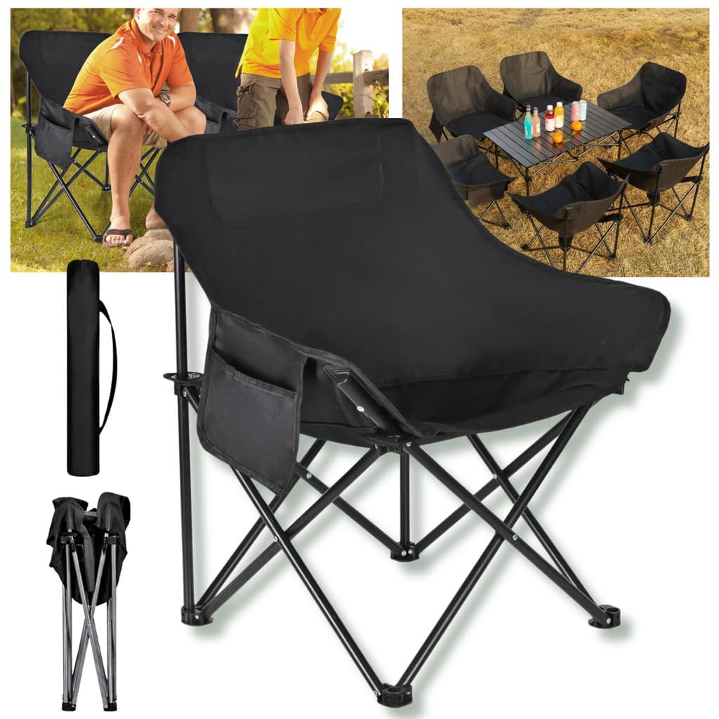 Cadeira Dobrável Portátil Com Bolsa Pesca Camping Praia Pret