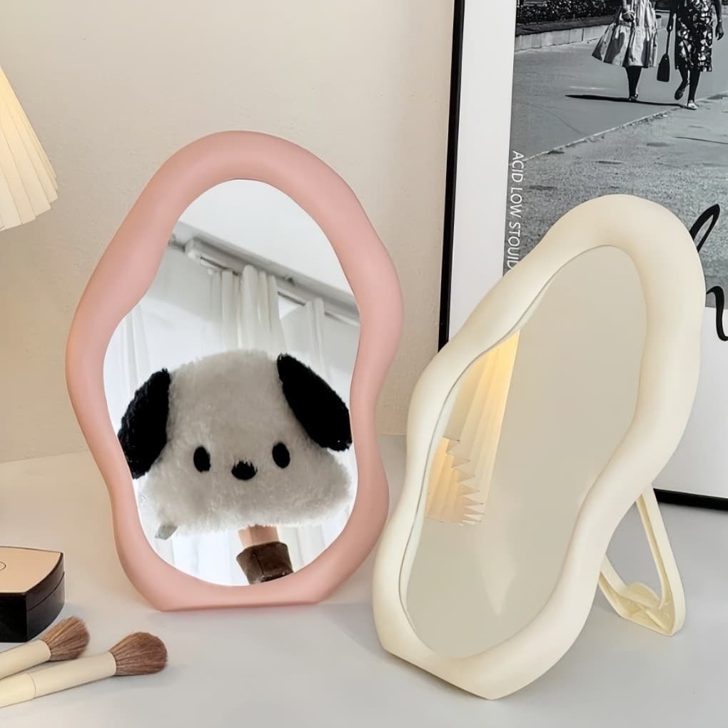 Espelho de Mesa Ondulado | Decorativo Moderno Minimalista para Penteadeira, Maquiagem e Decoração