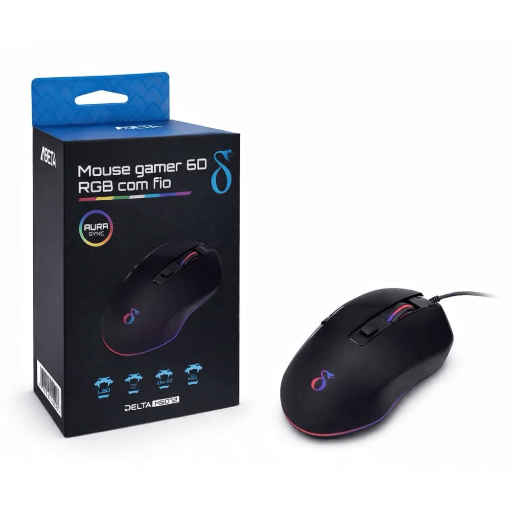 Mouse Gamer RGB 7200 DPI com Fio RGB personalizável