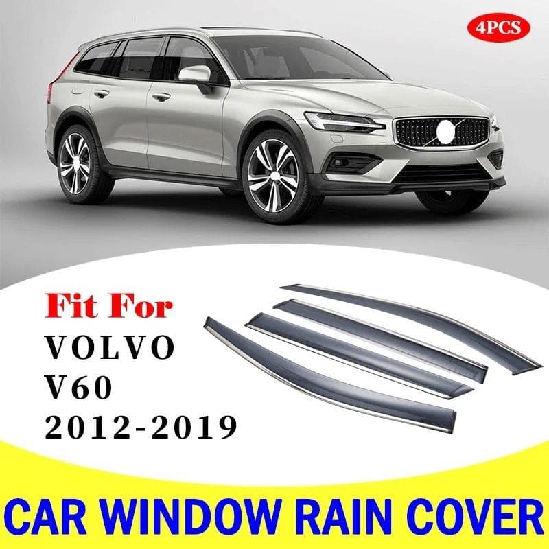 Para Volvo V60 2012-2019 Viseira Da Janela Do Carro Escudo De Chuva Defletores Toldo Guarnição Capa exterior Estilo Aces