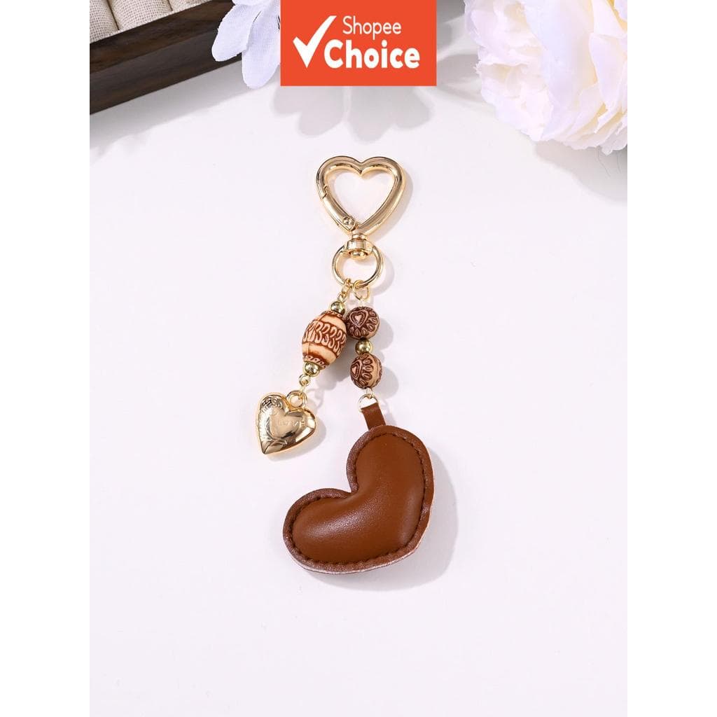  Chaveiro de coração de PU retrô requintado e fofo com franja, acessórios para bolsas e carros, presentes de festa e