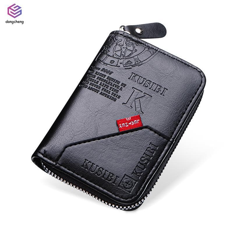 Porta-Cartões Acordeão De Couro Genuíno – Carteira Retrô Com Zíper Para Homens Estilo Coreano