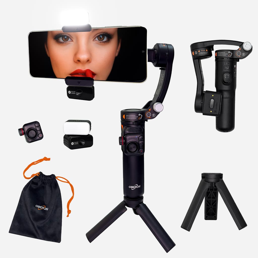 Suporte Para Selfie Estabilizador Inteligente Gimbal Celular Smartphone 3 Eixos C/ IA Modo Tripé