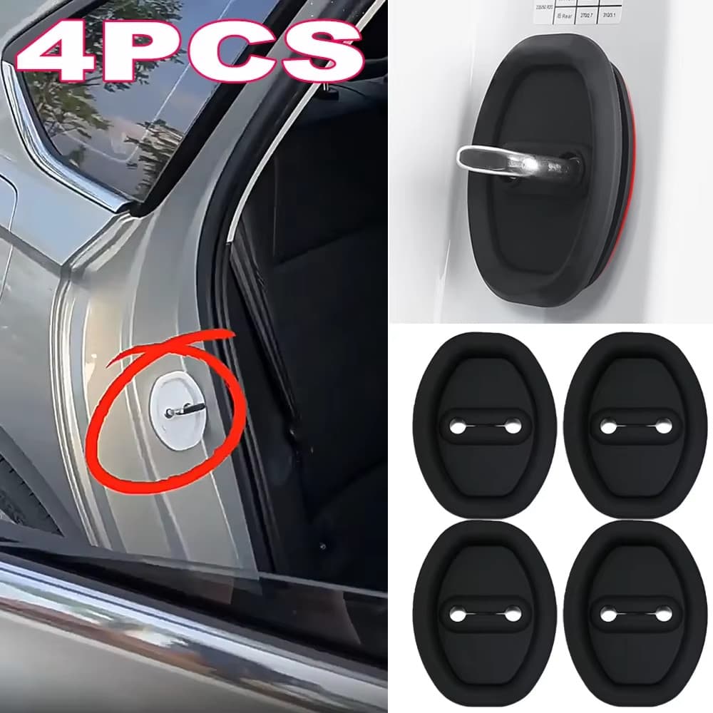 Amortecedor de Impacto Universal para Porta de Carro DKZS, Protetor de Fechadura de Porta em Silicone Flexível com Fixad