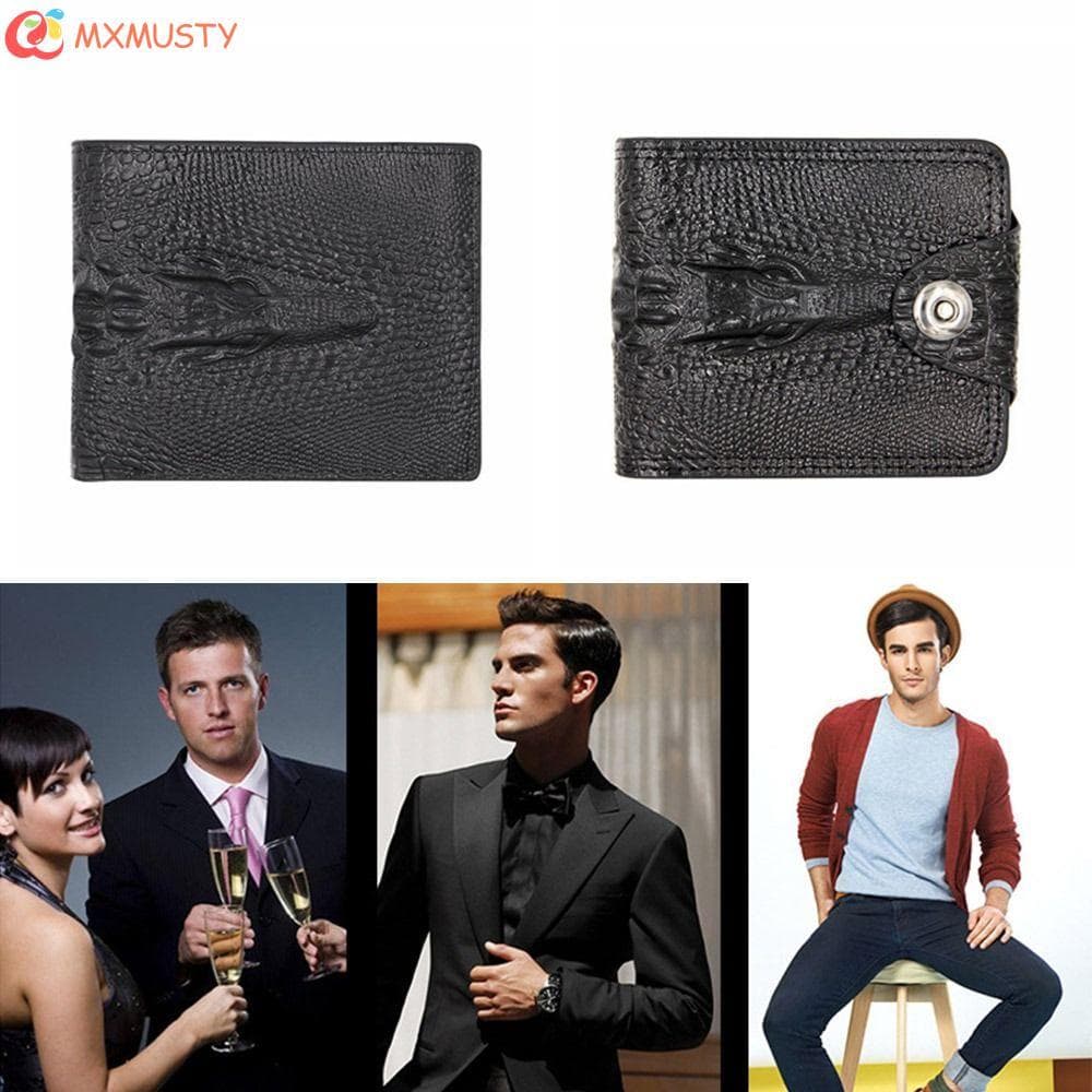 Carteira Masculina MXMUSTYZA , De Negócios Dobrável Alligato , Nova Bolsa De Couro De Luxo De Crocodilo Curto Porta-Cart