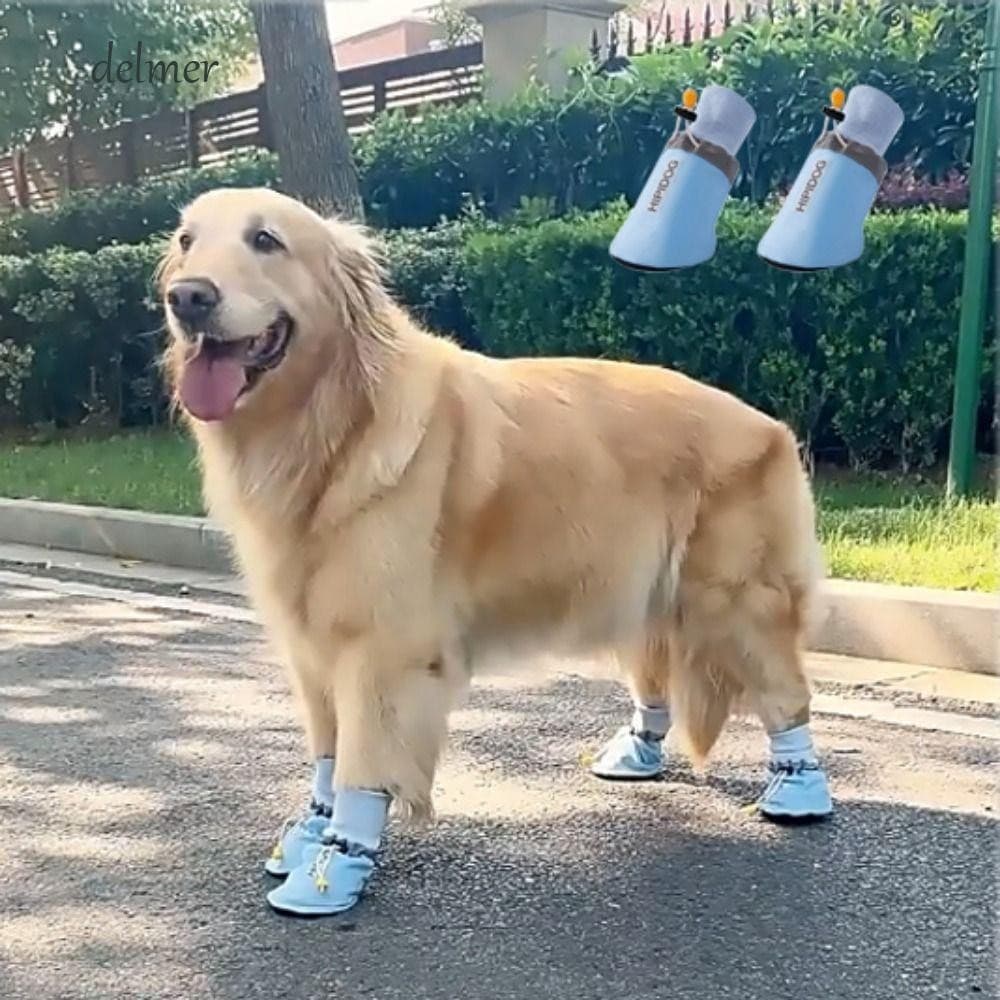DELMER 4 Unidades/Conjunto Capa Grande Para Pés De Cachorro , Meias Macias E Respiráveis Sapatos Antiderrapantes Ajustáv