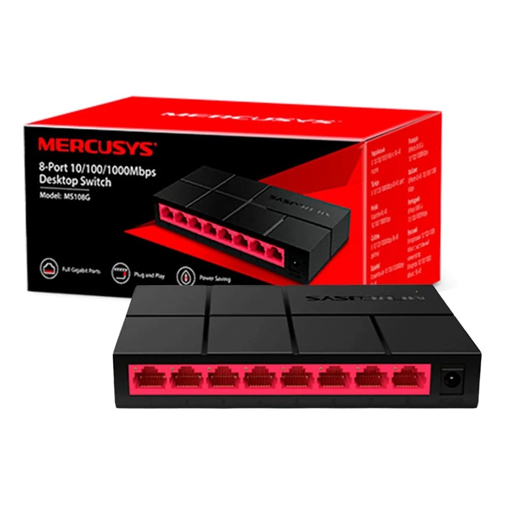 Switch 8pt Gigabit MS108G Gigabit 10/100/1000 Mbps Mercusys 