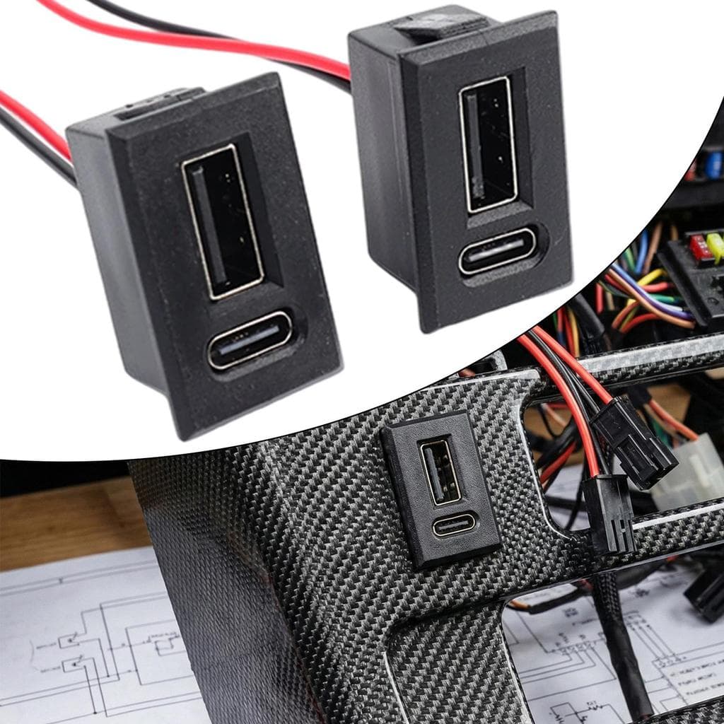 Universal 20V 3A USB + Tipo-C Portas Tomada De Carregamento Dupla Camada Montado No Carro Base Fêmea Conectores Multifun