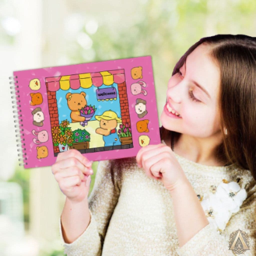Livro de Colorir com Acetato Caderno de Desenho Pintura infatil escolar crianças