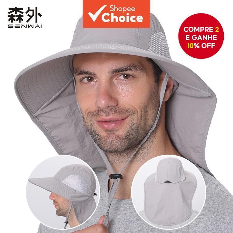 Chapéu de Verão de Secagem Rápida e Protetor Solar para Homem e Mulher com Proteção UV e Respirável